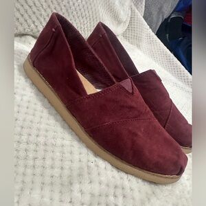 Toms Maroon Suede Flats